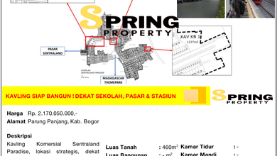 Dijual Tanah Prospektif di Parung Panjang, Bogor, LT 460m²